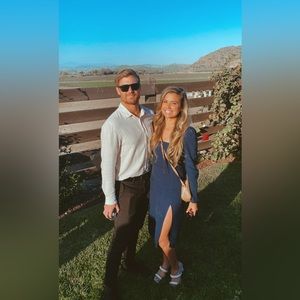 Reformation Peyton Long Sleeve Sheath Dress in Navy Sz 4